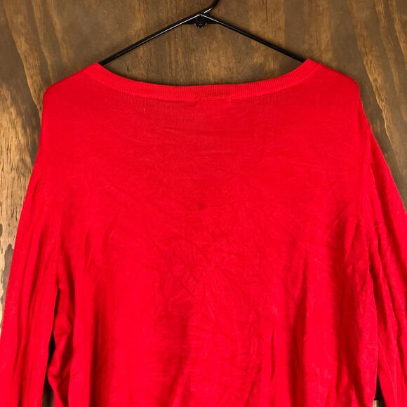 Express Womens Sweater Red Cardigan Diamond Button Front Long Sleeve Stretch XL - Picture 11 of 12